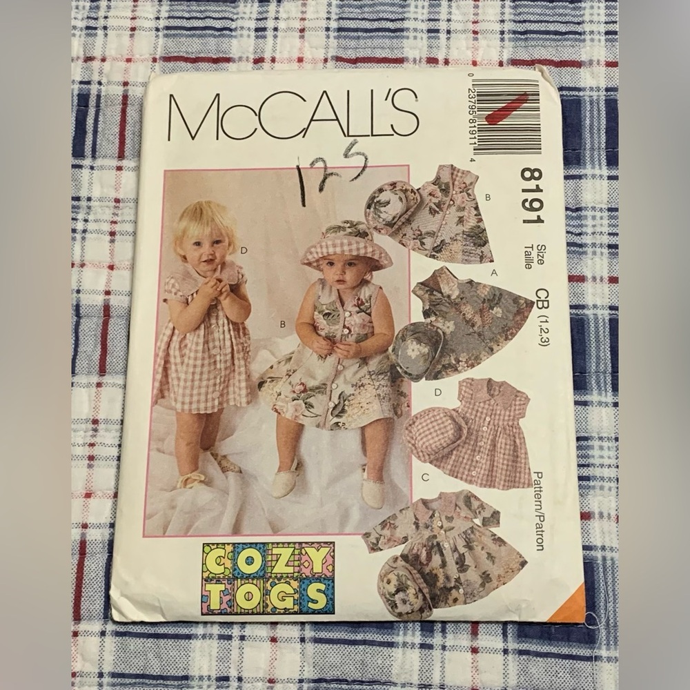 McCall's Pattern 8191 Cozy Togs Toddler Dress and Hat UNCUT